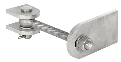 Gond réglable pour ouverture de 180°, Matériau: Acier inoxydable, V2A / AISI 1.4301 , Longueur: 100 mm, Largeur: 130 mm, Hauteur: 45 mm, Filetage: M12, Conteneurs professionnels