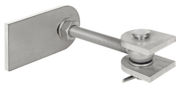 Pernio de pórtico para una apertura máxima 180°, Material: Acero inoxidable A2 / AISI 1.4301, Longitud: 100 mm, Anchura: 130 mm, Altura: 45 mm, Roscado: M12, Embalaje de comercio especializado