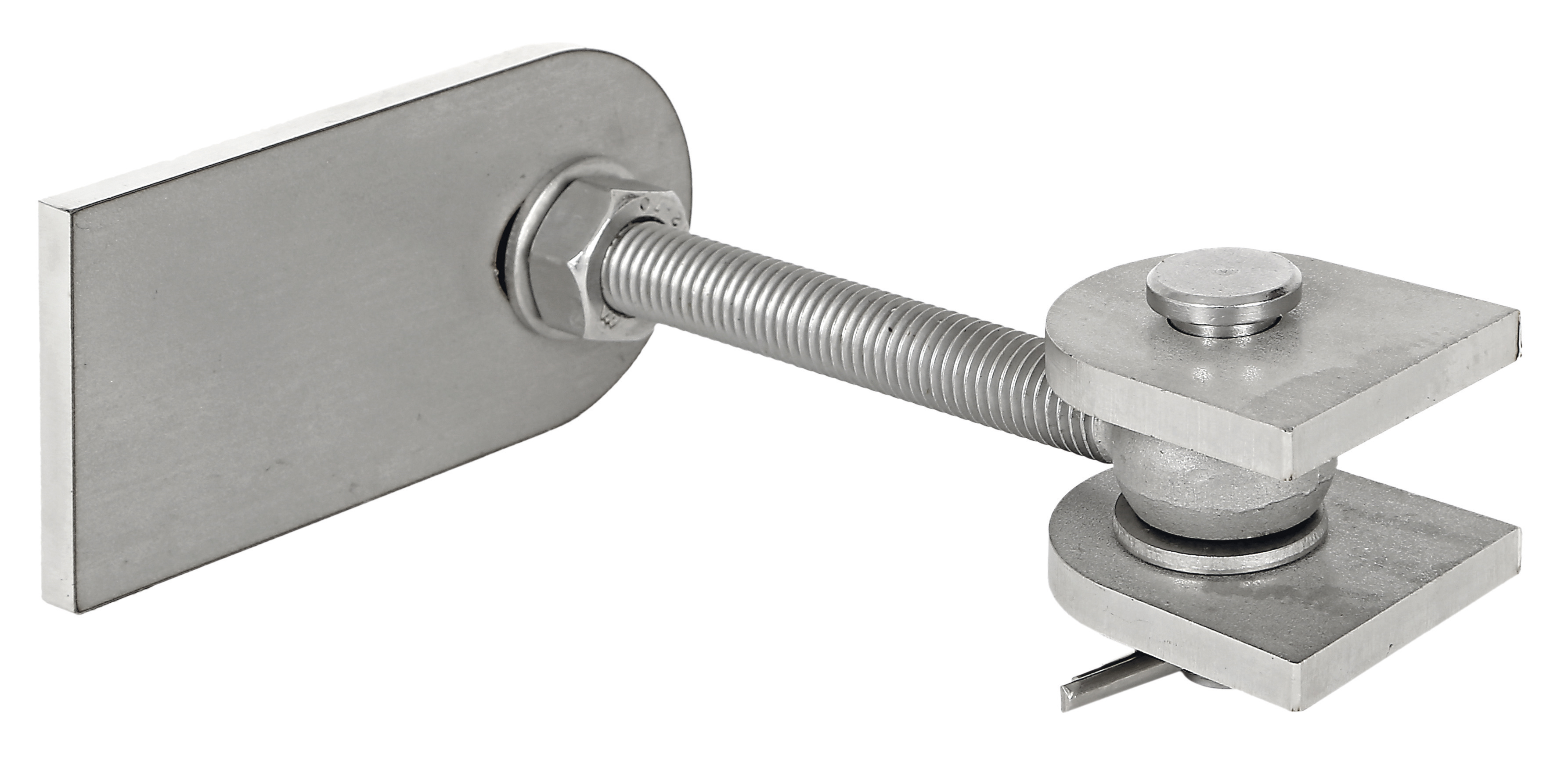 Gond réglable pour ouverture de 180°, Matériau: Acier inoxydable, V2A / AISI 1.4301 , Longueur: 100 mm, Largeur: 130 mm, Hauteur: 45 mm, Filetage: M12, Conteneurs professionnels