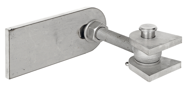 Zawias do bram, kąt otwarcia 180°, materiał: Stal nierdzewna V2A / AISI 1.4301, Długość: 145 mm, Szerokość: 130 mm, Wysokość: 60 mm, Gwint: M16, Zestaw dla handlu specjalistycznego