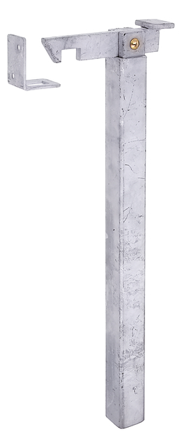 Arrêt de portail pour fixation dans le sol, avec contre-plaque à visser, Matériau: Acier brut, Finition: galvanisée, à sceller, Hauteur: 300 mm, Profondeur: 90 mm, Largeur de la contre-plaque: 30 mm, Hauteur de la contre-plaque: 50 mm, réglable de: 120 mm, Nombre de trous: 3, Trou: Ø5 mm