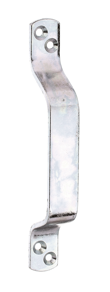 Poignée de porte, avec trous de vis fraisés, Matériau: Acier brut, Finition: galvanisée passivée, Longueur totale: 190 mm, Largeur: 25 mm, Épaisseur du matériau: 5,00 mm, Nombre de trous: 4, Trou: Ø6 mm