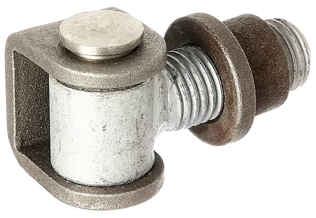 Zawias do bram z pałąkiem U i nakrętka do przyspawania, materiał: pałąk U i nakrętka do przyspawania: stal surowa, trzpień łączący i pierścień zabezpieczający: stal szlachetna, Długość: 72 mm, Długość gwintu: 50 mm, Wysokość pałąka: 44 mm, Szerokość pałąka: 35 mm, Średnica rolki: 30 mm, Zewnętrzna Ø nakrętki do wspawania: 30 mm, możliwość regulacji o: 15 mm, Gwint: M24