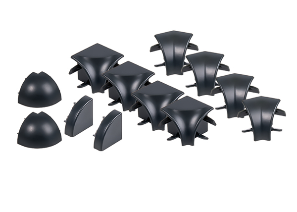 Zubehör-Set für Abschlussleisten, Material: PVC-U, Farbe: schwarz, Inhalt pro PE: 1 Beutel