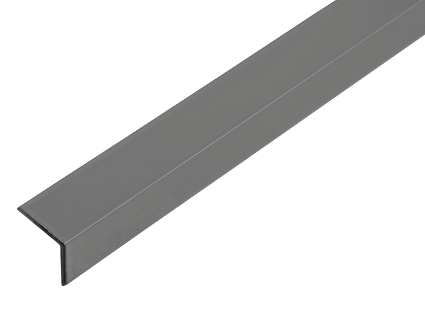 Winkelprofil, Material: Aluminium, Oberfläche: anthrazit kunststoffbeschichtet RAL 7016, Breite: 14,5 mm, Höhe: 11,5 mm, Materialstärke: 1,3 mm, Länge: 2000 mm, für Plattenstärke: 10 - 13 mm