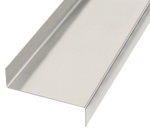 Glattblech, gekantet, Z-Form, Material: Aluminium, Oberfläche: natur, Breite: 63 mm, Schenkenhöhe oben: 18 mm, Schenkelhöhe unten: 18 mm, Länge: 2000 mm, Abwinkelung: 90 / 90 °, Materialstärke: 0,50 mm