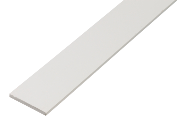 Flat bar, Material: PVC-U, colour: white, Width: 25 mm, Material thickness: 2 mm, Length: 2600 mm