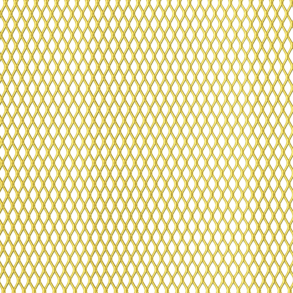 Streckmetallblech, Material: Aluminium, Oberfläche: goldfarbig eloxiert, Maschenlänge: 10,3 mm, Maschenbreite: 5 mm, Stegbreite: 1 mm, Länge: 1000 mm, Breite: 300 mm, Materialstärke: 1,60 mm