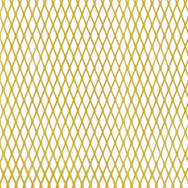 Streckmetallblech, Material: Aluminium, Oberfläche: goldfarbig eloxiert, Maschenlänge: 10,3 mm, Maschenbreite: 5 mm, Stegbreite: 1 mm, Länge: 1000 mm, Breite: 600 mm, Materialstärke: 1,60 mm