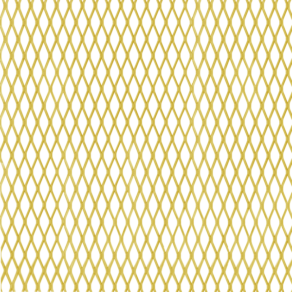 Streckmetallblech, Material: Aluminium, Oberfläche: goldfarbig eloxiert, Maschenlänge: 10,3 mm, Maschenbreite: 5 mm, Stegbreite: 1 mm, Länge: 500 mm, Breite: 250 mm, Materialstärke: 1,60 mm