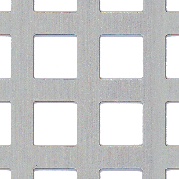 Lamiera forata, perforazione quadrata, Materiale: alluminio, superficie: anodizzata argento, Lunghezza: 1000 mm, Larghezza: 200 mm, Distanza centro - centro foro: 15 mm, Spessore del materiale: 0,80 mm