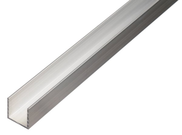 Profilo BA ad U, Materiale: alluminio, superficie: naturale, Larghezza: 20 mm, altezza: 10 mm, Spessore del materiale: 1,5 mm, larghezza netta: 17 mm, Lunghezza: 2600 mm