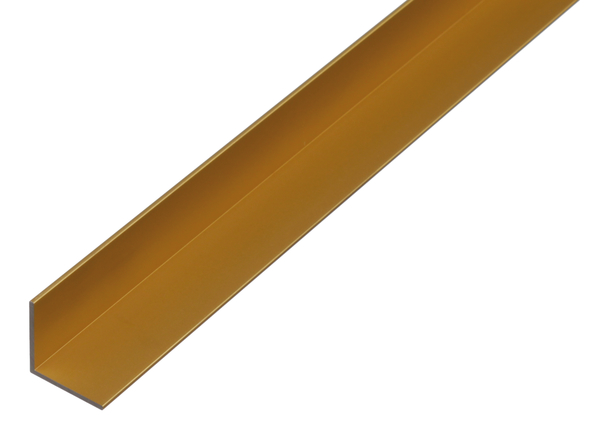 Angle profile, Material: Aluminium, Surface: gold anodised, Width: 40 mm, Height: 40 mm, Material thickness: 2 mm, Type: equal sided, Length: 1000 mm