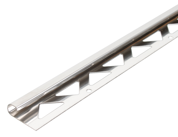 Profilo a quarto di cerchio per piastrelle, Materiale: acciaio inox, Larghezza: 29 mm, altezza: 10 mm, Lunghezza: 2500 mm, Spessore del materiale: 1,00 mm