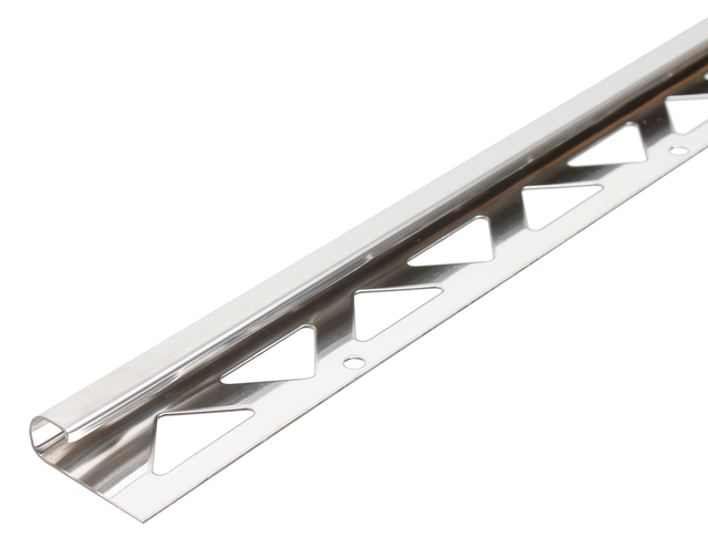 Profilo a quarto di cerchio per piastrelle, Materiale: acciaio inox, Larghezza: 29 mm, altezza: 10 mm, Lunghezza: 2500 mm, Spessore del materiale: 1,00 mm