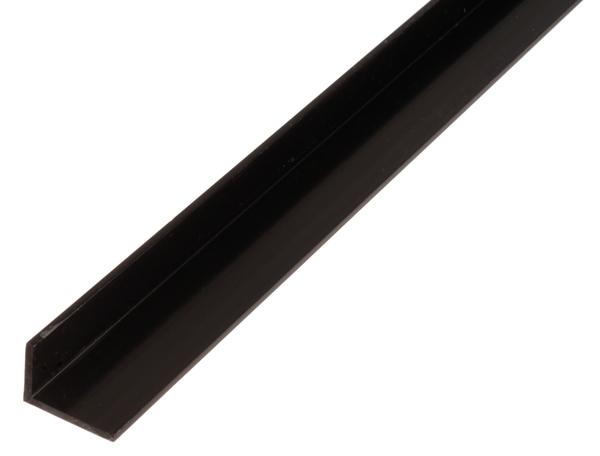 Winkelprofil, Material: PVC-U, Farbe: schwarz, Breite: 25 mm, Höhe: 20 mm, Materialstärke: 2 mm, Ausführung: ungleichschenklig, Länge: 2000 mm