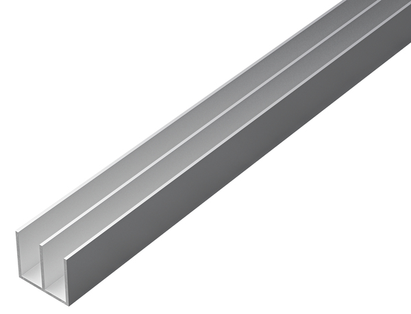 Doppel-U-Profil, Material: Aluminium, Oberfläche: silberfarbig eloxiert, Höhe: 18 mm, Gesamtbreite: 20 mm, Materialstärke: 1 mm, Innenmaß: 8,5 mm, Länge: 1000 mm