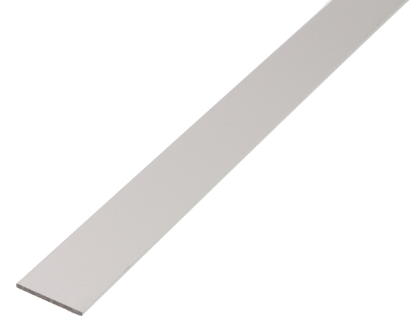Perfil plano, Material: Aluminio, Superficie: anodizado plateado, Anchura: 12 mm, Espesura del material: 2 mm, Longitud: 1000 mm