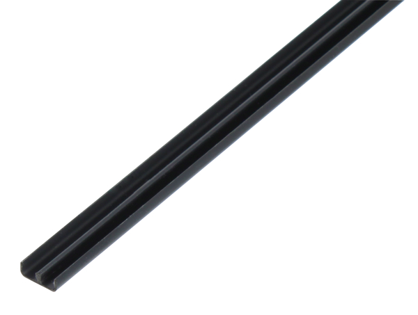 Führungsschienenprofil unten, Material: PVC-U, Farbe: schwarz, lichte Breite: 6,5 mm, Höhe: 5 mm, Breite: 16 mm, Materialstärke: 1,0 mm, Länge: 1000 mm