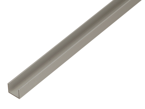 Profilo ad U per pannelli truciolari, Materiale: alluminio, superficie: anodizzata argento, Larghezza: 19 mm, altezza: 15 mm, Spessore del materiale: 1,5 mm, larghezza netta: 16 mm, Lunghezza: 1000 mm, Per spessore di: 16 - 19 mm