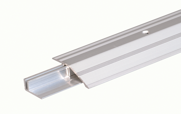 Ausgleichsprofil Pro, Material: Aluminium, Oberfläche: Trägerprofil: blank, Deckprofil: silberfarbig eloxiert, Breite: 44 mm, Länge: 2700 mm, Materialstärke: 1,50 mm
