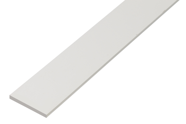 Perfil plano, Material: PVC-U, color: blanco, Anchura: 24 mm, Espesura del material: 3 mm, Longitud: 1000 mm
