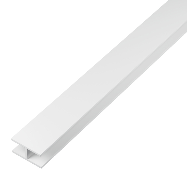 H profile, Material: PVC-U, colour: white, Width at top: 20 mm, Height: 20 mm, Width at bottom: 8 mm, Material thickness: 1 mm, Length: 1000 mm