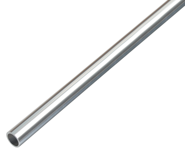 Perfil cilíndrico, con película de protección, Material: Aluminio, Superficie: diseño cromado, Diámetro: 10 mm, Espesura del material: 1 mm, Longitud: 2000 mm