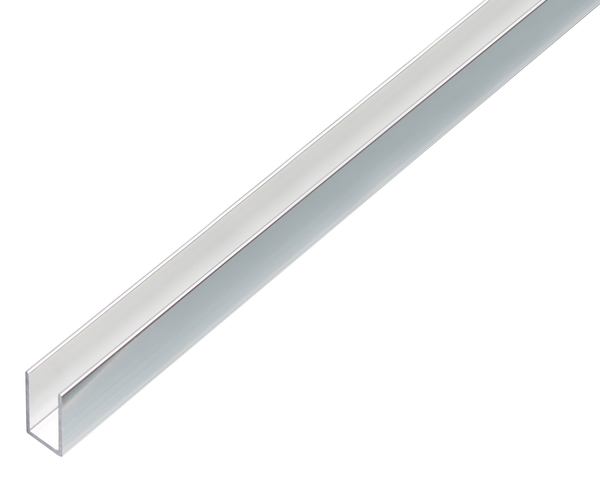 U-Profil, mit Schutzfolie, Material: Aluminium, Oberfläche: chromdesign, Breite: 10 mm, Höhe: 15 mm, Materialstärke: 1 mm, lichte Breite: 8 mm, Länge: 2000 mm