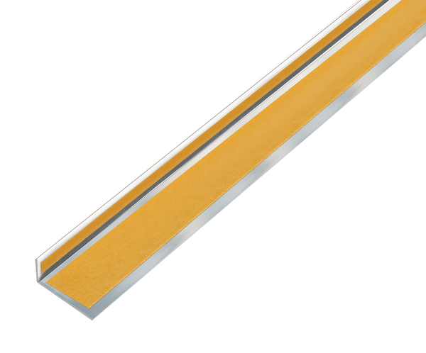 Winkelprofil, selbstklebend, mit Schutzfolie, Material: Aluminium, Oberfläche: chromdesign, Breite: 25 mm, Höhe: 15 mm, Materialstärke: 1,5 mm, Ausführung: ungleichschenklig, selbstklebend, Länge: 2000 mm