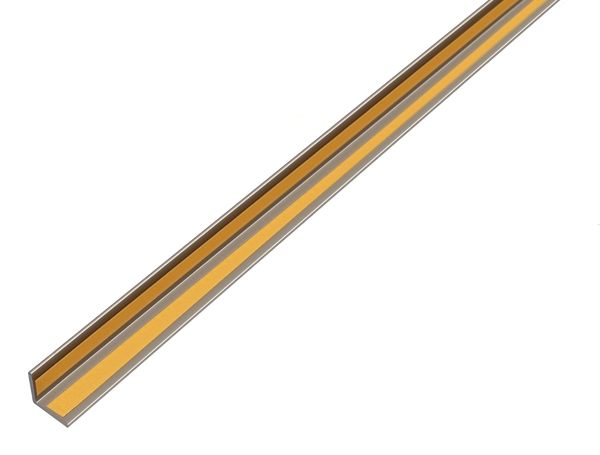 Profil kątowy, samoprzylepny, z folii ochronnej, materiał: aluminium, powierzchnia: wygląd stali szlachetnej, ciemna, Szerokość: 10 mm, Wysokość: 10 mm, Grubość materiału: 1 mm, Wersja: równoramienna, samoprzylepna, Długość: 1000 mm