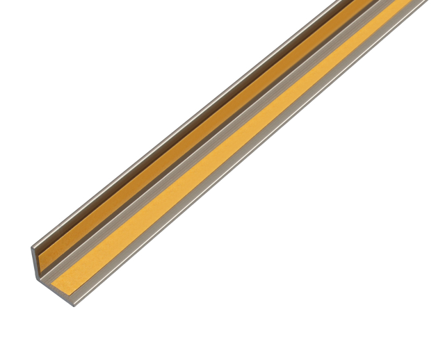 Profilo angolare autoadesivo, con pellicola protettiva, Materiale: alluminio, superficie: acciaio inox scuro, Larghezza: 20 mm, altezza: 20 mm, Spessore del materiale: 1 mm, Modello: con lati uguali, autoadesivo, Lunghezza: 1000 mm