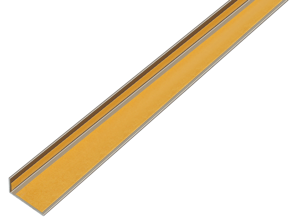 Profil kątowy, samoprzylepny, z folii ochronnej, materiał: aluminium, powierzchnia: wygląd stali szlachetnej, ciemna, Szerokość: 20 mm, Wysokość: 10 mm, Grubość materiału: 1 mm, Wersja: nierównoramienna, samoprzylepna, Długość: 1000 mm