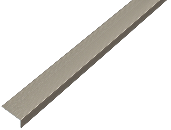 Profil kątowy, samoprzylepny, z folii ochronnej, materiał: aluminium, powierzchnia: wygląd stali szlachetnej, ciemna, Szerokość: 20 mm, Wysokość: 10 mm, Grubość materiału: 1 mm, Wersja: nierównoramienna, samoprzylepna, Długość: 1000 mm