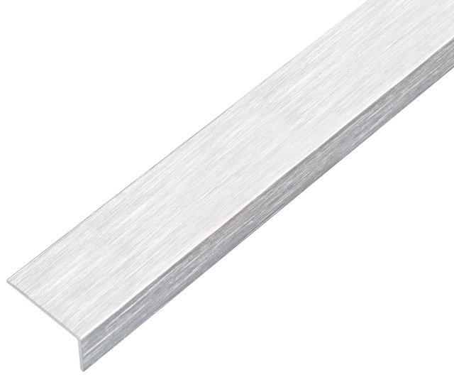 Angle profile, self-adhesive, with protective film, Material: Aluminium, Surface: stainless steel design, light, Width: 25 mm, Height: 15 mm, Material thickness: 1.5 mm, Type: unequal sided, self-adhesive, Length: 2000 mm
