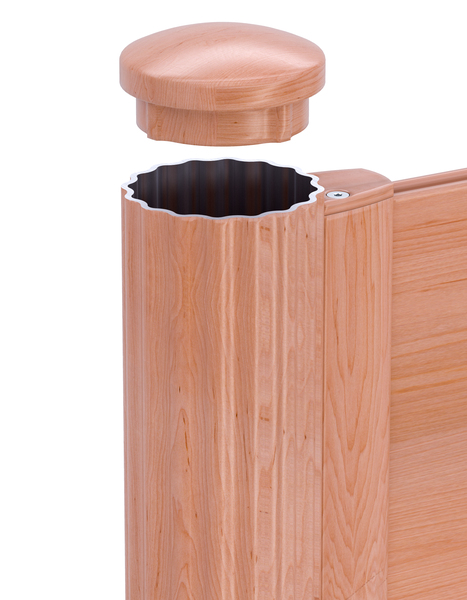 Wellenpfosten Palitio, Material: Aluminium, Oberfläche: Holzdekor hell kunststoffbeschichtet, Länge: 945 mm, Pfosten-Ø: 76 mm