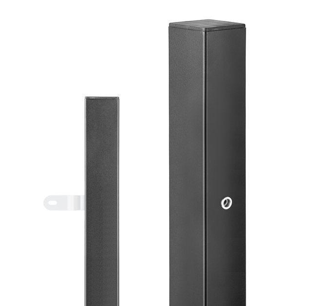 Endpfosten für verstellbares Zaunfeld Chaussee, passend zu verstellbaren Zaunfeldern, Material: Aluminium, Oberfläche: matt schwarz kunststoffbeschichtet, zum Einbetonieren, Länge: 1700 mm, Feldhöhe: 1200 mm, Pfostenstärke: 51 x 51 mm