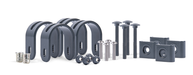 Zaunfeldhalter-Set für Zaunfelder, beweglich, passend zu verstellbaren Zaunfeldern, Material: Aluminium, Oberfläche: anthrazit kunststoffbeschichtet, Inhalt pro PE: 1 Set