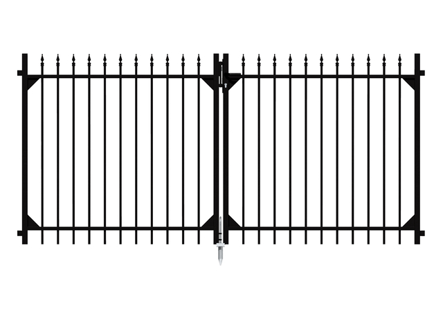 Doppeltor Chaussee, Material: Aluminium, Oberfläche: matt schwarz kunststoffbeschichtet, zum Einbetonieren, Ausführung: mittig geteilt, Nennbreite: 3000 mm, lichte Breite: 3010 mm, Rahmenbreite Schließflügel: 1435 mm, Rahmenbreite Zweitflügel: 1435 mm, Höhe: 1200 mm