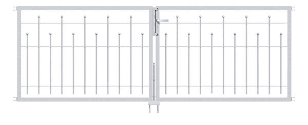 Double gate Madrid, Material: raw steel, Surface: hot-dip galvanised passivated, Nominal width: 3000 mm, Clear width: 3000 mm, Frame width gate leaf: 1425 mm, Frame width second gate leaf: 1425 mm, Height: 1000 mm, Frame width: 2880 mm, Frame thickness: 40 x 40 mm, 15-year warranty against rusting through