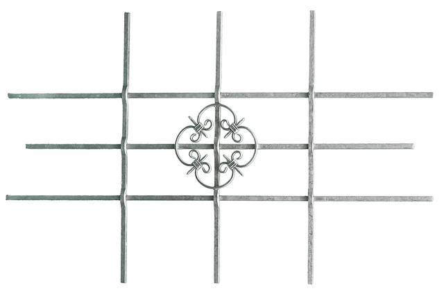 Grille de fenêtre Salzburg, peut être raccourcie individuellement, Matériau: Acier brut, Finition: galvanisée à chaud, Largeur minimum: 590 mm, Largeur maximum: 1140 mm, Barre carrée: 12 x 12 mm, Garantie de 15 ans contre l'oxydation