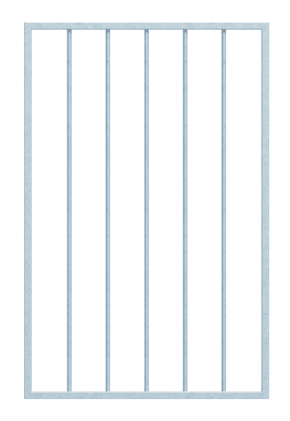 Grille de fenêtre Basic I sur mesure, pour fixation en tableau ou sur mur extérieur, Matériau: Acier brut, Finition: galvanisée passivée, fixation sur le mur, Largeur d'ouverture: 571 - 945 mm, Hauteur d'embrasure: 400 - 800 mm, Largeur du cadre: 651 - 1025 mm, Hauteur de cadre: 400 - 800 mm, Épaisseur de cadre: 20 x 20 mm, Ø du barreau intérieur: 12 mm, Nombre de points de fixation: 4, Barreau: sans, Garantie de 15 ans contre l&apos;oxydation