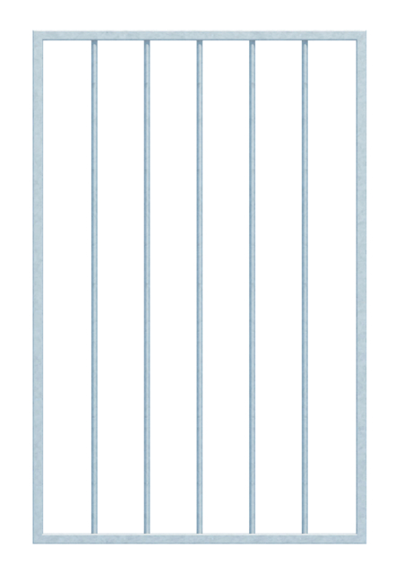 Grille de fenêtre Basic I sur mesure, pour fixation en tableau ou sur mur extérieur, Matériau: Acier brut, Finition: galvanisée passivée, fixation sur le mur, Largeur d'ouverture: 571 - 945 mm, Hauteur d'embrasure: 400 - 800 mm, Largeur du cadre: 651 - 1025 mm, Hauteur de cadre: 400 - 800 mm, Épaisseur de cadre: 20 x 20 mm, Ø du barreau intérieur: 12 mm, Nombre de points de fixation: 4, Barreau: sans, Garantie de 15 ans contre l'oxydation