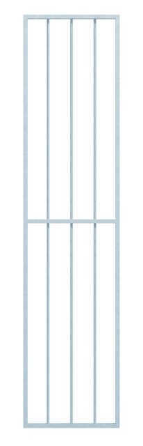 Grille de fenêtre Basic I sur mesure, pour fixation en tableau ou sur mur extérieur, Matériau: Acier brut, Finition: galvanisée passivée, fixation sur le mur, Largeur d'ouverture: 320 - 570 mm, Hauteur d'embrasure: 1401 - 2000 mm, Largeur du cadre: 400 - 650 mm, Hauteur de cadre: 1401 - 2000 mm, Épaisseur de cadre: 30 x 20 mm, Ø du barreau intérieur: 12 mm, Nombre de points de fixation: 8, Barreau: avec, Garantie de 15 ans contre l'oxydation