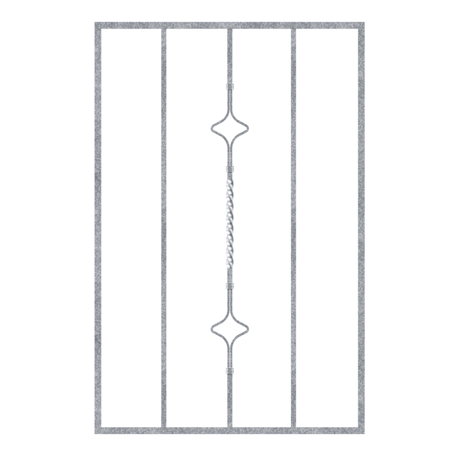 Grille de fenêtre Köln sur mesure, pour fixation en tableau ou sur mur extérieur, Matériau: Acier brut, Finition: galvanisée passivée, fixation sur le mur, Largeur d'ouverture: 320 - 570 mm, Hauteur d'embrasure: 610 - 1000 mm, Largeur du cadre: 400 - 650 mm, Hauteur de cadre: 610 - 1000 mm, Épaisseur de cadre: 20 x 20 mm, Ø du barreau intérieur: 12 mm, Nombre de points de fixation: 4, Barreau: sans, Garantie de 15 ans contre l'oxydation
