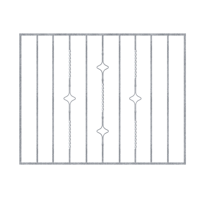 Grille de fenêtre Köln sur mesure, pour fixation en tableau ou sur mur extérieur, Matériau: Acier brut, Finition: galvanisée passivée, fixation sur le mur, Largeur d'ouverture: 946 - 1195 mm, Hauteur d'embrasure: 610 - 1000 mm, Largeur du cadre: 1026 - 1275 mm, Hauteur de cadre: 610 - 1000 mm, Épaisseur de cadre: 20 x 20 mm, Ø du barreau intérieur: 12 mm, Nombre de points de fixation: 4, Barreau: sans, Garantie de 15 ans contre l'oxydation