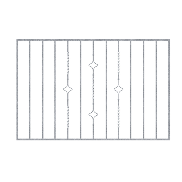 Grille de fenêtre Köln sur mesure, pour fixation en tableau ou sur mur extérieur, Matériau: Acier brut, Finition: galvanisée passivée, fixation sur le mur, Largeur d'ouverture: 1196 - 1445 mm, Hauteur d'embrasure: 610 - 1000 mm, Largeur du cadre: 1276 - 1525 mm, Hauteur de cadre: 610 - 1000 mm, Épaisseur de cadre: 20 x 20 mm, Ø du barreau intérieur: 12 mm, Nombre de points de fixation: 4, Barreau: sans, Garantie de 15 ans contre l'oxydation