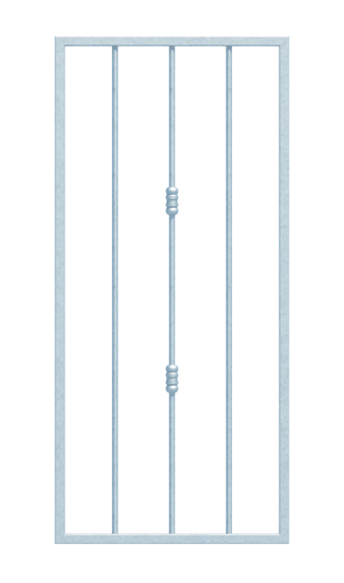 Grille de fenêtre Basic II aux dimensions spéciales, pour fixation en tableau ou sur mur extérieur, Matériau: Acier brut, Finition: galvanisée passivée, fixation dans l'embrasure, Largeur d'ouverture: 440 - 690 mm, Hauteur d'embrasure: 841 - 1440 mm, Largeur du cadre: 400 - 650 mm, Hauteur de cadre: 801 - 1400 mm, Épaisseur de cadre: 20 x 20 mm, Ø du barreau intérieur: 12 mm, Nombre de points de fixation: 4, Barreau: sans, Garantie de 15 ans contre l'oxydation