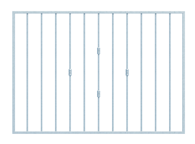 Grille de fenêtre Basic II aux dimensions spéciales, pour fixation en tableau ou sur mur extérieur, Matériau: Acier brut, Finition: galvanisée passivée, fixation dans l'embrasure, Largeur d'ouverture: 1441 - 1940 mm, Hauteur d'embrasure: 841 - 1440 mm, Largeur du cadre: 1401 - 1900 mm, Hauteur de cadre: 801 - 1400 mm, Épaisseur de cadre: 20 x 20 mm, Ø du barreau intérieur: 12 mm, Nombre de points de fixation: 4, Barreau: sans, Garantie de 15 ans contre l'oxydation
