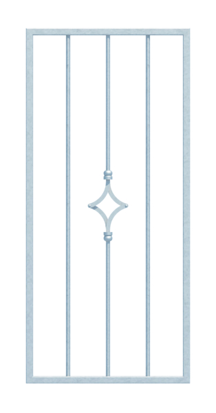 Fenstergitter Hamburg in Sondermaßen, zur Befestigung in der Fensterlaibung oder auf der Außenwand, Material: Stahl roh, Oberfläche: feuerverzinkt passiviert, Befestigung in der Laibung, Laibungsbreite: 440 - 690 mm, Laibungshöhe: 440 - 640 mm, Rahmenbreite: 400 - 650 mm, Rahmenhöhe: 400 - 600 mm, Rahmenstärke: 20 x 20 mm, Material Füllung-Ø: 12 mm, Anzahl Befestigungspunkte: 4, Traverse: ohne, 15 Jahre Garantie gegen Durchrosten